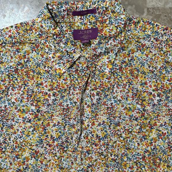 J Crew Shirt Mens Medium Classic Watercolor Floral Short Sleeve Button Liberty - Picture 1 of 9